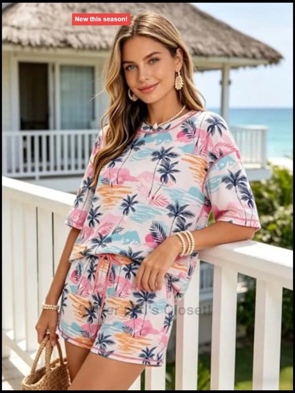 2 Piece Hawaiian Short Set for Women Casual Summer Vacation Outfit